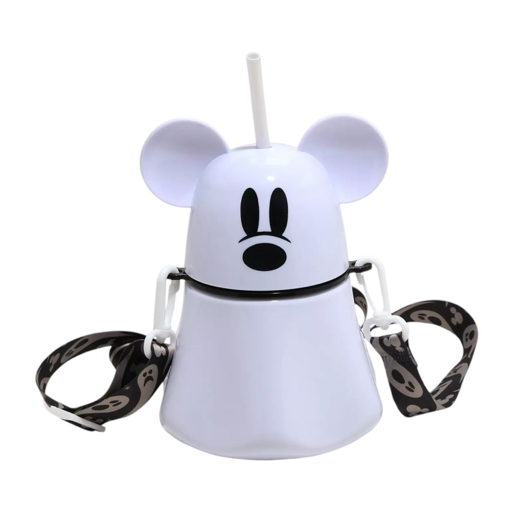 NEW Disney Mickey Mouse Ghost Halloween Holiday Water Bottle With Strap